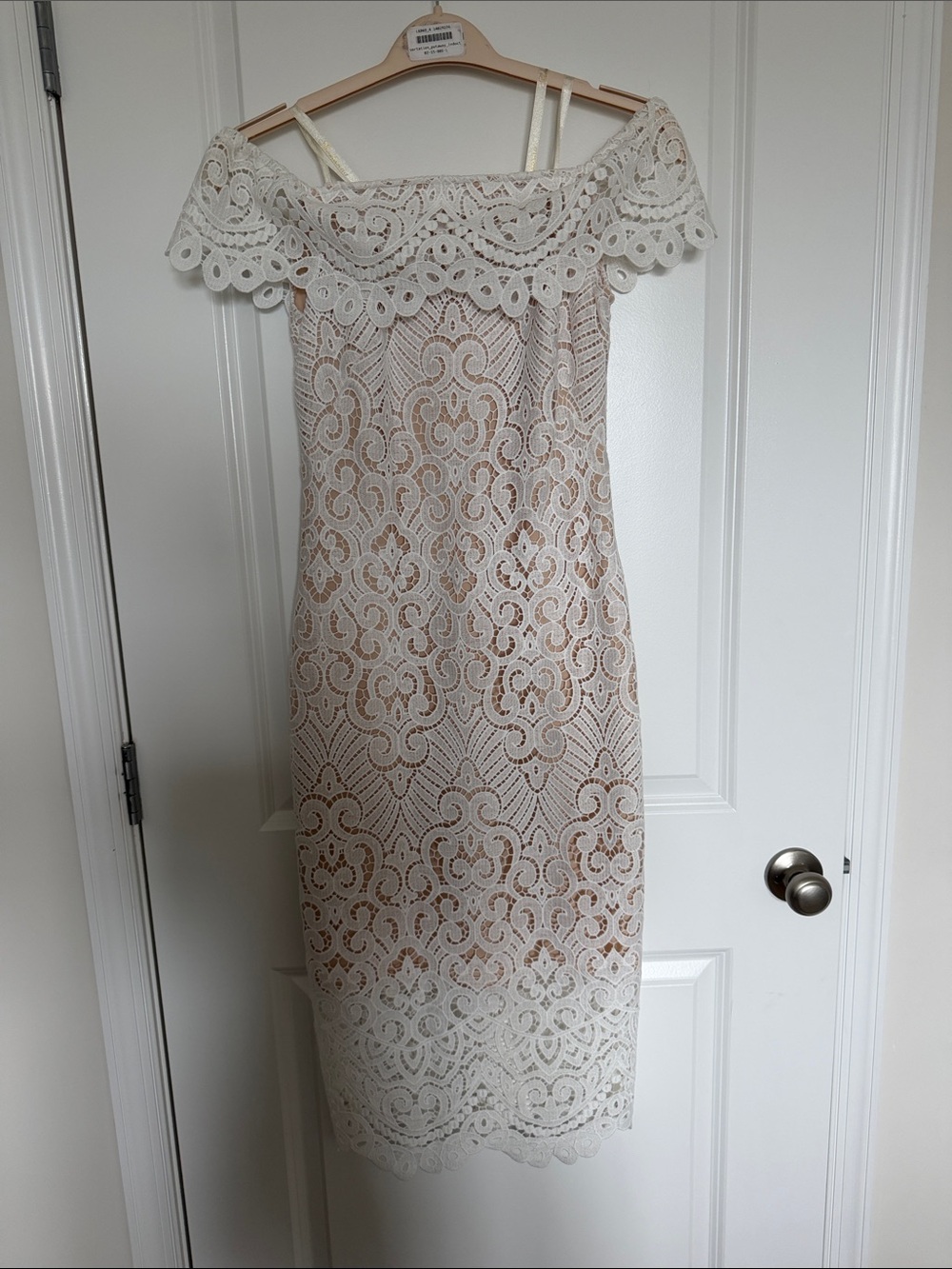 Shoshanna Ivory Off-Shoulder Lace Midi Dress